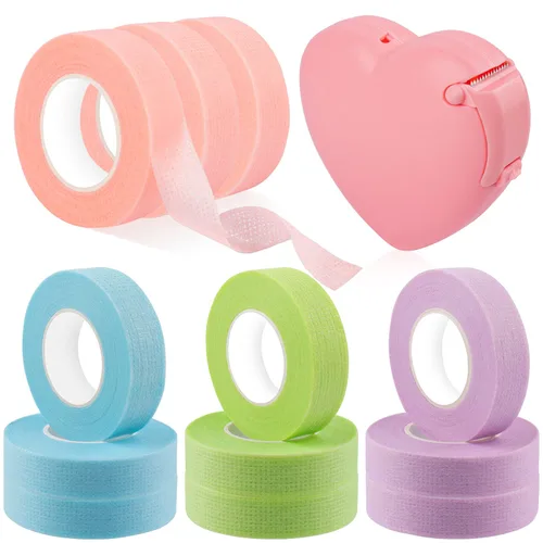 Cinta de extensión de pestañas de 4 colores, cinta de pestañas transpirable con cinta en forma de corazón, cinta adhesiva no tejida, cinta de