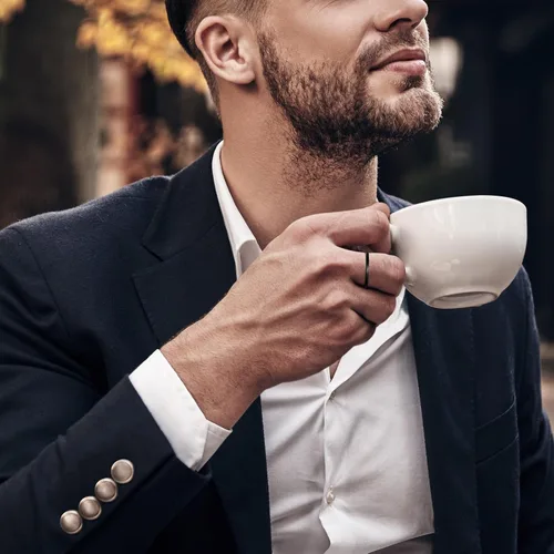 Miniatura 179 de King Will Anillo de boda de tungsteno para hombre, disponible en 15/64 a 25/64 de pulgada (6 a 10 mm), negro/plata, acabado mate, borde pulido