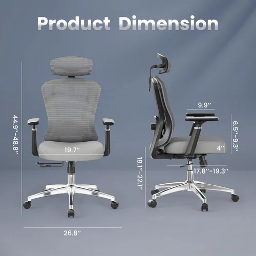 Miniatura 2 de Farini Silla de oficina ergonómica, silla de escritorio con respaldo alto y ruedas, silla Home Sutdy para personas pesadas, silla de oficina