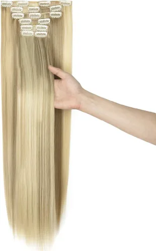 Miniatura 15 de Extensiones de pelo de 24 a 26 pulgadas, 6 unidades, 16 clips rizados, ondulados, rectos, gruesos, clip en extensiones de pelo sintético.