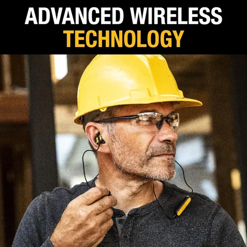 Miniatura 3 de DEWALT Auriculares con Banda para el Cuello Bluetooth de Alta Resistencia, Auriculares Bluetooth 5.2 Inalámbricos con Micrófono, Comodidad Ligera