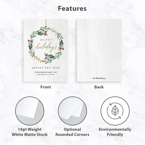 Miniatura 4 de Let's Make Memories Tarjetas de Navidad personalizadas con sobres, calidad premium, 5 x 7 – Tarjetas navideñas 2025 y sobres blancos – Corona Corona