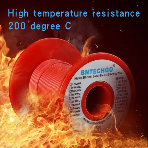 Miniatura 5 de BNTECHGO Carrete de alambre de silicona de calibre 28 rojo 250 pies Flexible 28 AWG alambre de cobre estañado trenzado