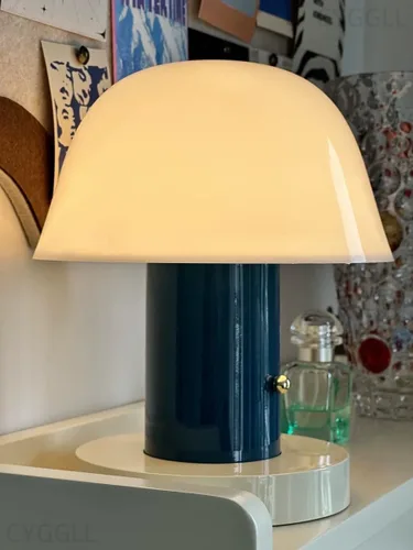 Lámpara de mesa con forma de hongo, moderna, regulable, luz nocturna, inalámbrica, recargable, táctil, lámpara de escritorio, nórdica, minimalista,