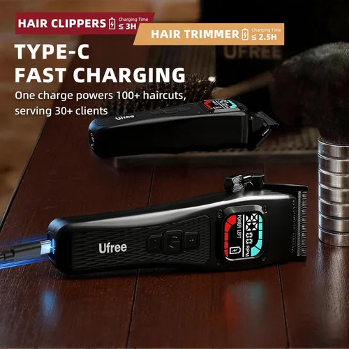 Miniatura 6 de Ufree Cortadora de pelo profesional para hombres, juego de cortapelos y recortadora de barbero profesional, cortapelos inalámbricos para hombre, kit