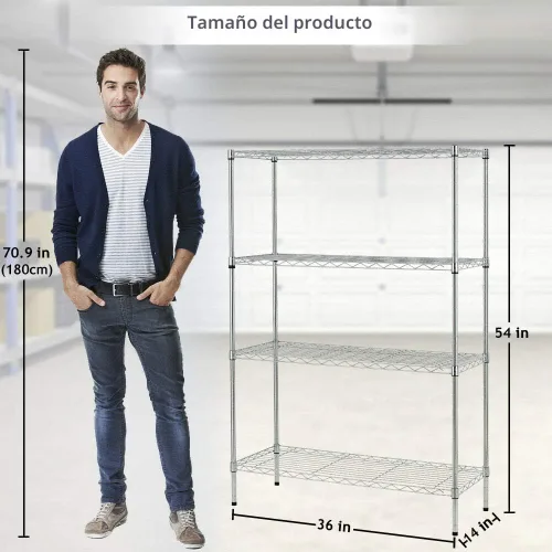 Miniatura 3 de Estantería de alambre resistente, altura ajustable, certificación NSF, utilidad, acero rodante, grado comercial, para cocina, baño, oficina