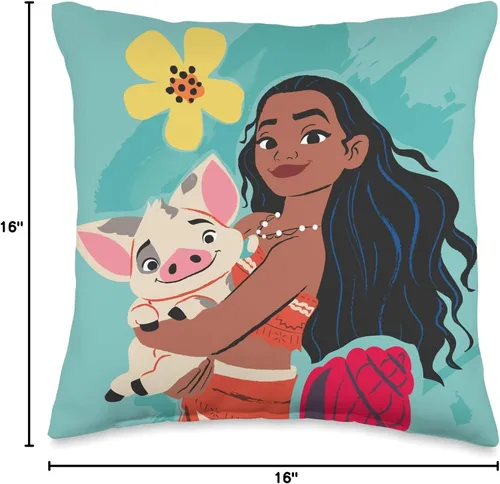 Miniatura 4 de Disney Princesa Moana and Pua - Almohada para manta (16.0 x 16.0 in), multicolor