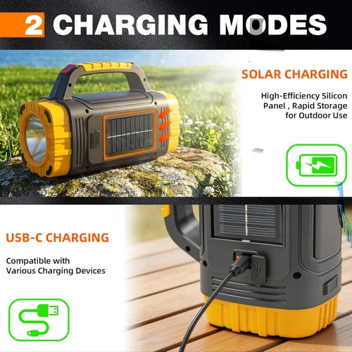 Miniatura 3 de Linterna solar recargable, 8 modos de luz, batería de 2000 mAh, 3000 lúmenes, USB LED, linterna de mano, linterna multifunción para foco de azul