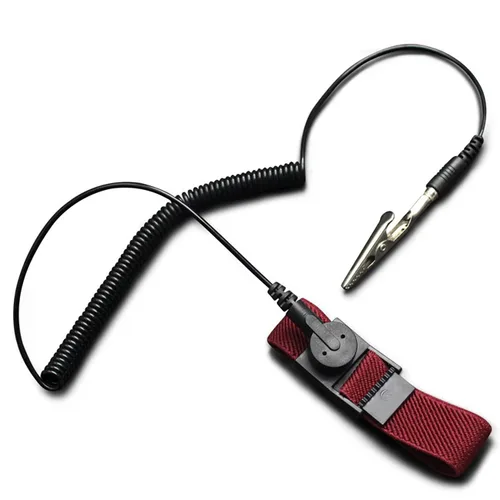 Miniatura 4 de Correa de muñeca antiestática con cable de conexión a tierra ESD Pulsera antiestática ajustable cuerda en espiral pulsera anti choque (1)