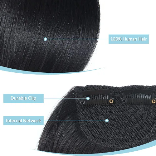 Miniatura 3 de Shinon Flequillo lateral grueso con clip, cabello humano real, flequillo, extensiones de flequillo barrido, extensiones de flequillo de aspecto