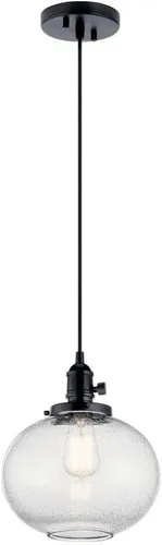 Miniatura 10 de Kichler Avery 9.75" 1 Luz Mini Colgante con Vidrio Semillado Transparente en Bronce Oldee®