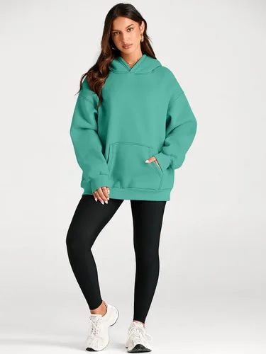 Miniatura 207 de Trendy Queen - Sudaderas extragrandes con capucha para mujer, suéteres de manga larga, sin botones, de vellón, de otoño, ropa de invierno