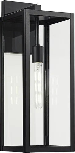 Miniatura 2 de John Timberland Titan - Lámpara de pared industrial moderna para exteriores, metal negro místico, 20 pulgadas, vidrio transparente, húmedo