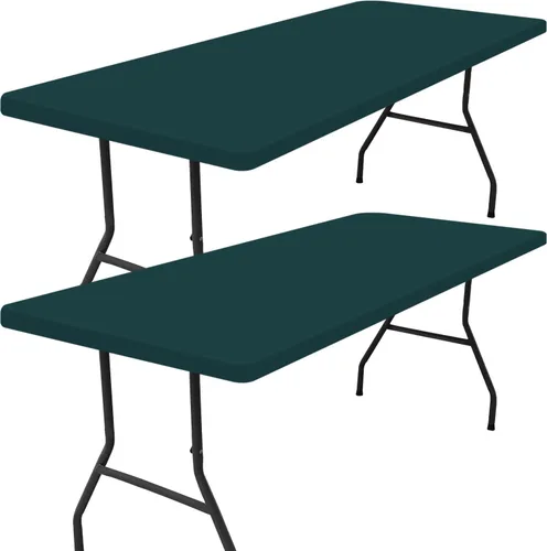 Miniatura 33 de Smiry - Mantel rectangular de vinilo con respaldo de franela elástica ajustada para mesas plegables de 2 pies, manteles impermeables y lavables