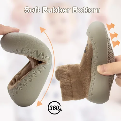 Miniatura 2 de 2 pares de zapatos antideslizantes estilo caroon para bebés, zapatos para niños y niñas, zapatos para caminar, zapatos de goma suave con pantuflas