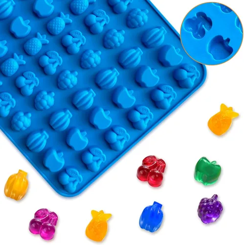 Miniatura 2 de Sidosir 4 piezas de moldes de gomitas de fruta gomosas, moldes de gomitas de caramelo de silicona antiadherentes con 2 cuentagotas