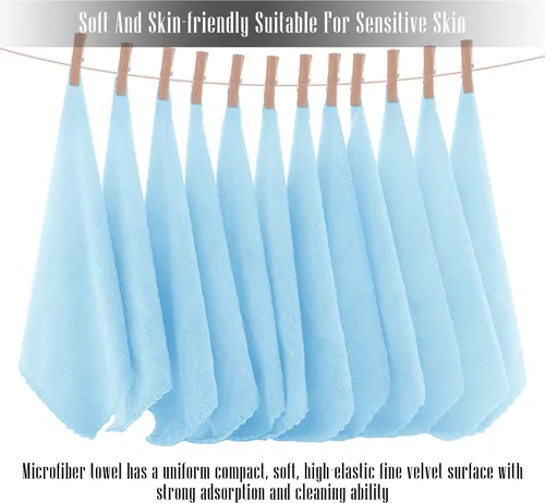 Miniatura 4 de TENSTARS Juego de 12 paños de alta calidad, secado rápido, terciopelo coral de microfibra suave, altamente absorbente, uso multiusos como baño, spa