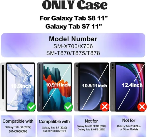 Miniatura 3 de Funda para Samsung Galaxy Tab S8/S7 de 11 pulgadas 5G Funda para Tableta 2022/2020, [con Protector de Pantalla de Vidrio Templado], Soporte