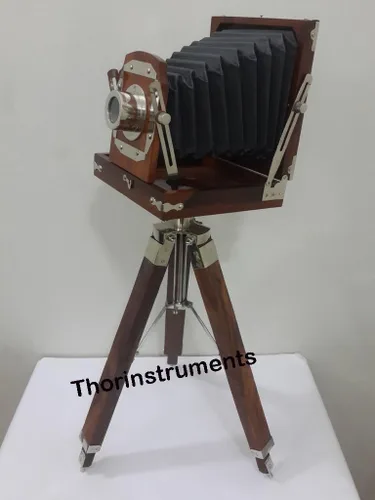 THOR INSTRUMENTS Cámara de madera decorativa de diseño retro con soporte de mesa rústico vintage decoración del hogar regalos