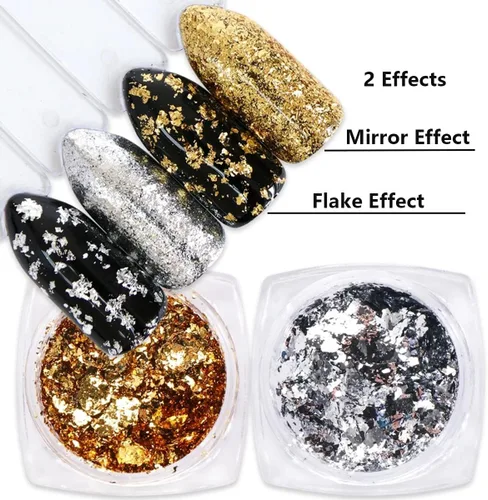 Miniatura 3 de Escamas holográficas con purpurina de aluminio brillante 3D, suministros de arte de uñas, oro rosa, rojo, plata, purpurina, copos de espejo, polvo