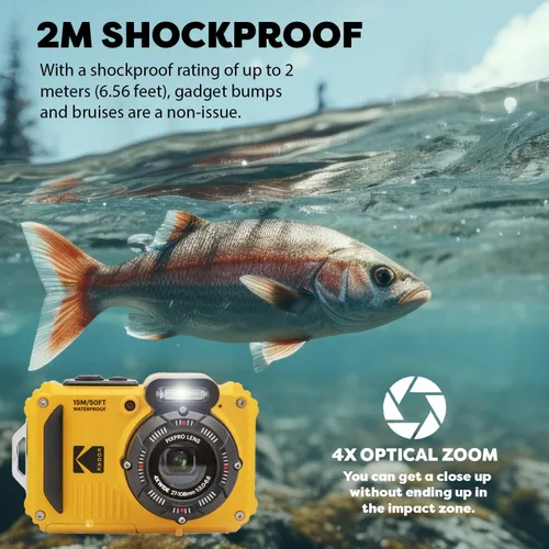 Miniatura 4 de Cámara digital Kodak PIXPRO WPZ2 resistente, impermeable y a prueba de golpes 16MP con zoom óptico 4X, video Full HD 1080P, LCD de 2.7", tarjeta SD