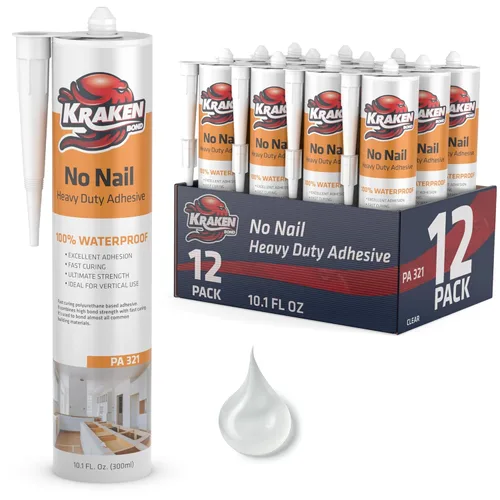 Miniatura 11 de KRAKEN BOND No More Nails - Adhesivo de poliuretano transparente, 100% impermeable (D4) y sellador para madera, cerámica, azulejos, pisos, granito