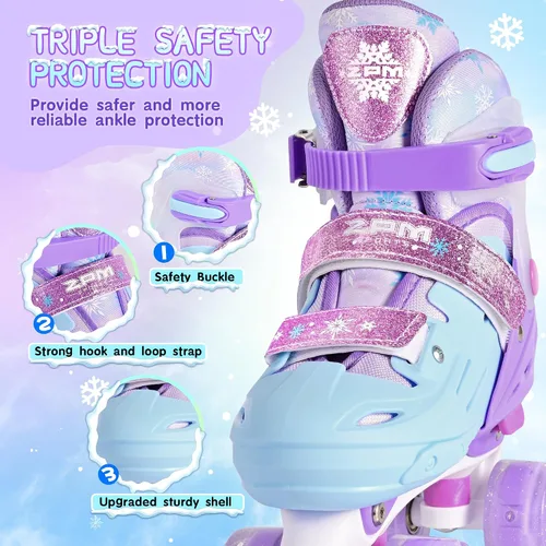 Miniatura 3 de 2PM SPORTS Patines de ruedas para niñas, niños y niños pequeños de 4 a 6, 5 a 8, 6 a 12, 8 a 12 años con ruedas iluminadas, patines ajustables