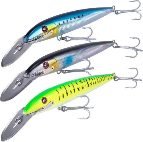 Miniatura 15 de Dr.Fish Señuelos de pesca de buceo profundo de 13 a 20 pies, señuelos de pesca dura de agua salada de 7.5 pulgadas, anzuelos agudos de buceo