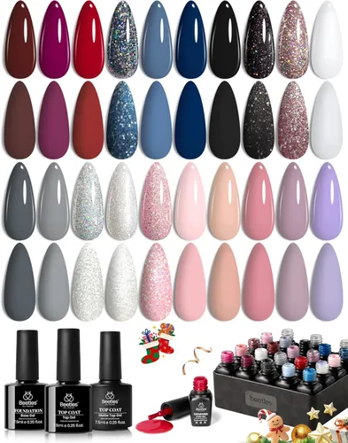 Miniatura 8 de beetles colección “Muse” - Esmaltes en gel, 20 colores, nude, gris, rosa, azul y brillantina, kit de manicura para principiantes con 3 frascos