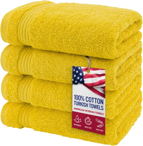 Toalla American Veteran, Juego de Toallas de Mano para Baño de 4, Juego de Toallas de Mano Turcas 100% Algodón, Toallas de Mano Suave para Cara,