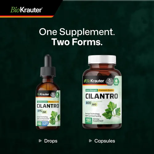 Miniatura 8 de BIO KRAUTER® Cilantro para limpieza desintoxicante – Suplemento antioxidante vegano, tintura de cilantro natural de 650 mg por porción – Suplemento