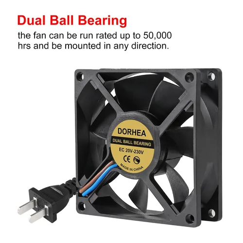 Miniatura 6 de 2 unids 8025 ventilador 220 V 240 V alta velocidad doble rodamiento de bolas 3.150 in ventilador más fresco 3.150 in x 3.150 in x 0.984 in