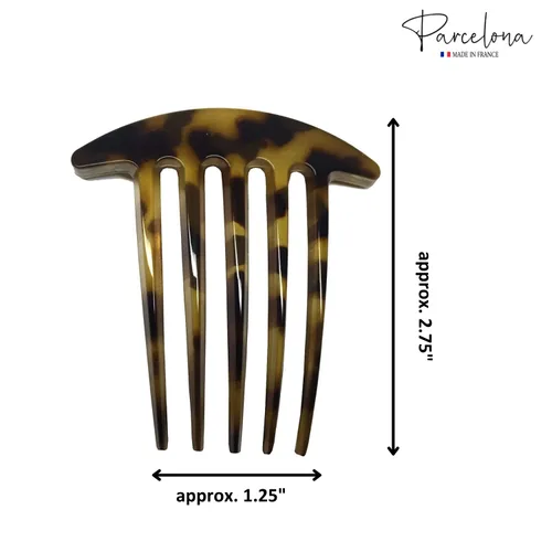 Miniatura 7 de Parcelona French Medium Interlocking 5 Dientes Celuloide Light Shell Juego de 2 Peines Laterales Francés Flexibles Durables Fuerte Fijación Pinzas
