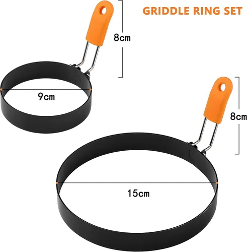 Miniatura 2 de 4 anillos de huevo para freír huevos de acero inoxidable para panqueques para parrilla, anillos antiadherentes para huevos fritos para magdalenas