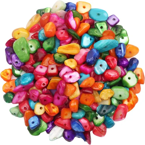 Miniatura 14 de 500 piezas Cuentas de piedra de chip natural, Alabastro 5-8 mm Piedras preciosas irregulares curativas de cristal sueltas con agujero perforado