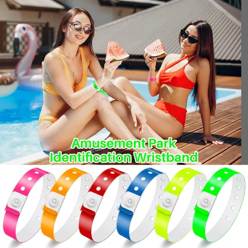 Miniatura 4 de Jetec 48 pulseras de PVC de plástico multicolor a granel para eventos, muñequeras de vinilo impermeables para fiestas en la piscina, eventos, banda
