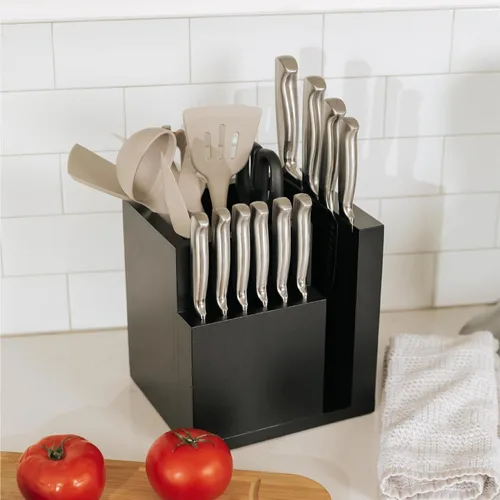 Miniatura 7 de KitchenEdge Bloque magnético de bambú para cuchillos y soporte para utensilios de cocina, almacenamiento elegante para cuchillos de chefs, cuchillos