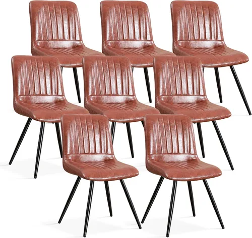 Miniatura 12 de Sillas de comedor, modernas sillas de comedor con cojines gruesos, sillas tapizadas de piel sintética para cocina, comedor con patas de metal