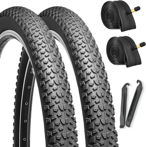 Miniatura 10 de Hycline Juego de 2 neumáticos para bicicleta de montaña: 20/24/26/27.5 pulgadas, repuesto plegable de alto rendimiento, resistentes al desgaste