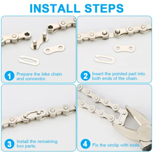 Miniatura 7 de Kit de herramientas de reparación de cadena de bicicleta con cadena de una sola velocidad, interruptor de cadena con gancho, alicates de eslabones