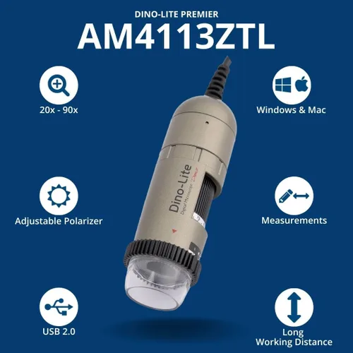 Miniatura 2 de Dino-Lite AM4113ZTL Microscopio digital de mano con polarizador ajustable, 1,3 MP, 10 x 90 x
