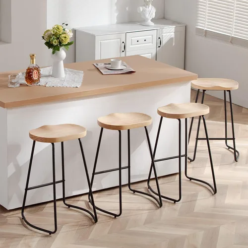 Miniatura 26 de HeuGah Juego de 2 taburetes de bar, taburetes de bar de 26" de altura de mostrador con pata de metal, taburetes de bar rústicos sin respaldo