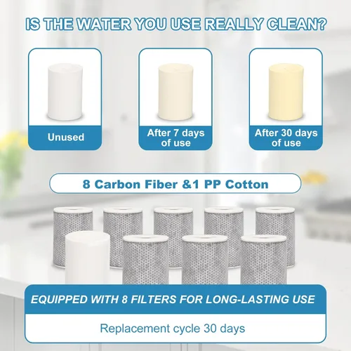 Miniatura 5 de Extensor de grifo giratorio de 1080°, filtro de fregadero de baño, filtro de agua de grifo con 2 modos de salpicadura, sistema de filtración de tasa