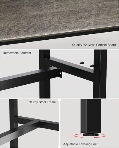 Miniatura 4 de Teraves Mesa de bar, mesa de bar con altura de barra, mesa de altura de mostrador con marco de metal resistente, mesa rectangular alta para cocina