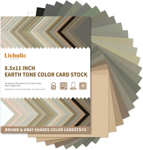 Papel de cartulina neutra de 8.5 x 11 pulgadas, cartulina de color marrón y gris, papel de 250 GSM, 92 libras, papel de impresora para manualidades,
