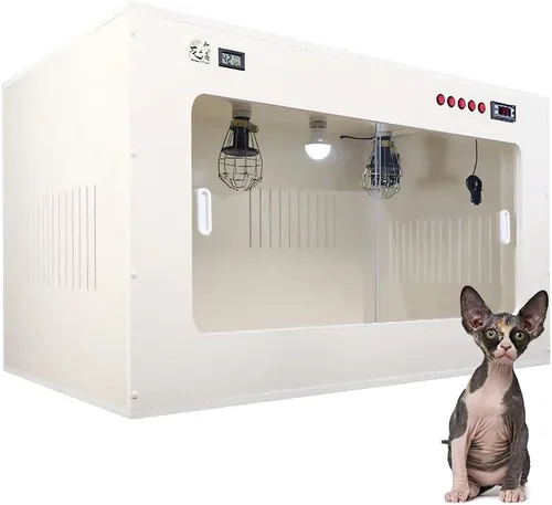Caja de incubadora de perros, caja de incubadora de mascotas con lámpara de calor y temperatura ajustable, caja de cría de cachorros recién nacidos
