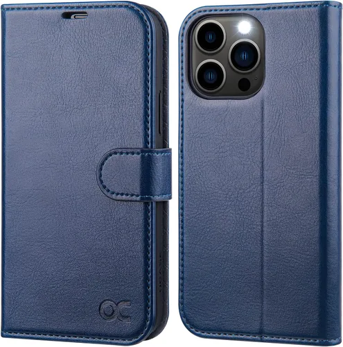 Miniatura 11 de OCASE Funda tipo cartera compatible con iPhone 13 Pro, de piel sintética, con tarjetero, soporte de bloqueo RFID