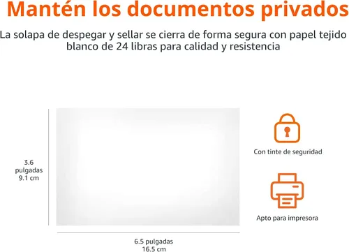 Miniatura 7 de Amazon Basics - Sobres tintados de seguridad #6 3/4, con cierre adhesivo, color blanco, paquete de 300