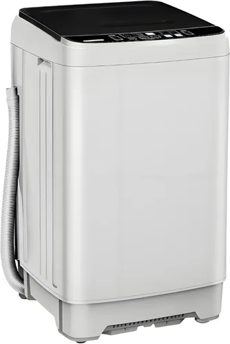 Miniatura 9 de Lavadora automática de 15.6 libras con 10 programas, pantalla LED, 8 niveles de agua, lavadora compacta de alta eficiencia para apartamento, RV