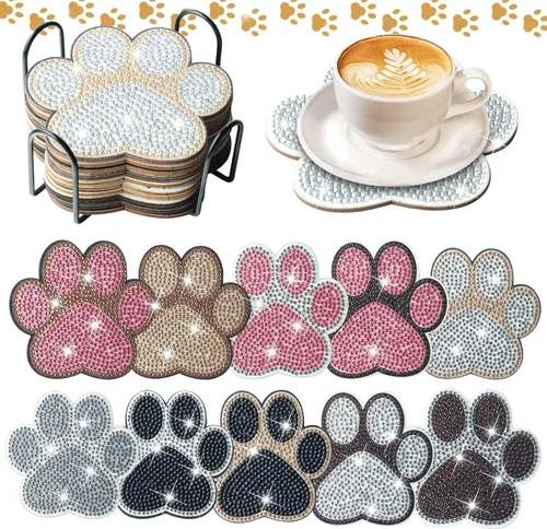 Miniatura 8 de Kit de 10 posavasos de pintura de diamantes de mariposa con soporte para principiantes, adultos y niños, suministros de arte de primavera para regalo